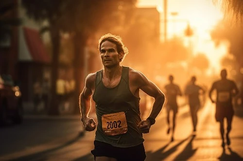 Man focused when running.