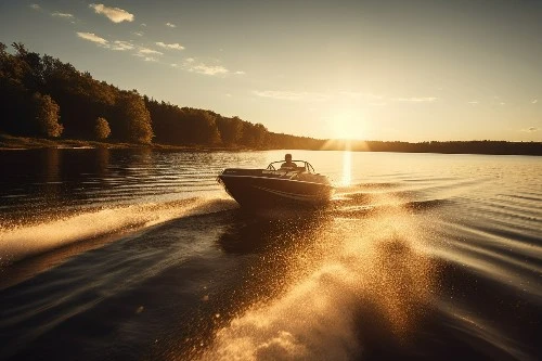 Man in speedboat