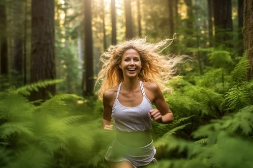 Healthy woman training outside